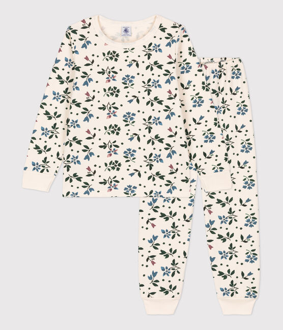 Pyjama fleur petite fille en molleton blanc AVALANCHE/ MULTICO
