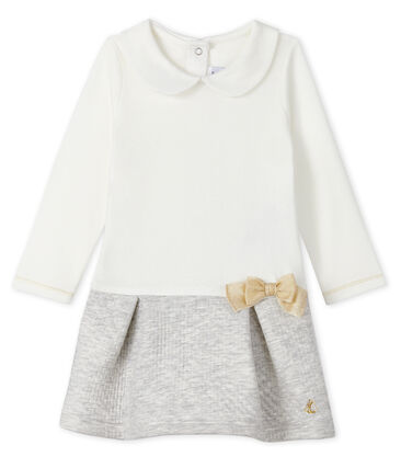 Jurk Met Lange Mouwen Twee Soorten Materiaal Babymeisje Petit Bateau