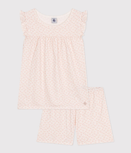 Katoenen pyjamashort met bloemenprint voor kinderen MARSHMALLOW/ PANTY