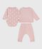 Tweedelige cadeauset voor baby's van met hartjesprint van fluweel roze JOLI