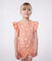 Katoenen T-shirt met korte mouwen en print voor kinderen oranje ABRICOT/ MARSHMALLOW