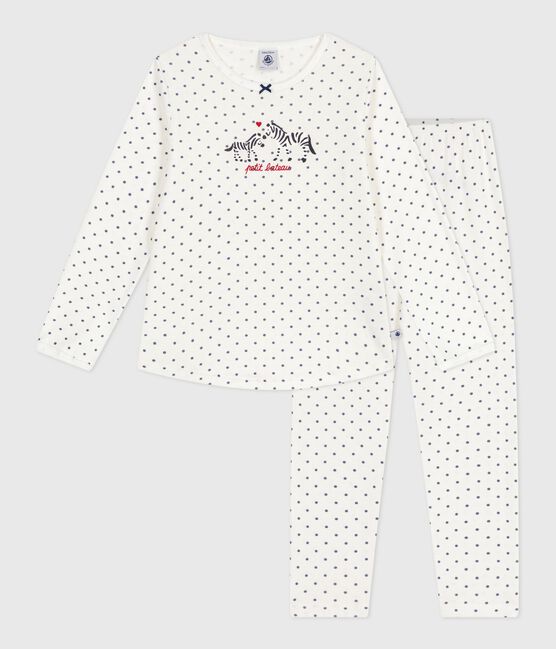 Pyjama enfant en coton imprimé pois bleu MARSHMALLOW/ SOIR