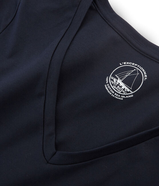 T-shirt met lange mouwen van katoen sea island vrouwen blauw MARINE