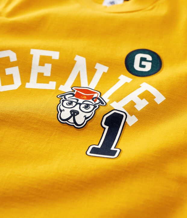 Katoenen jongens t-shirt met lange mouwen geel
