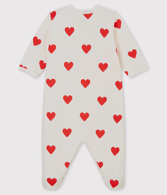 Molton slaappakje met rode hartjes voor baby wit MARSHMALLOW/rood TERKUIT
