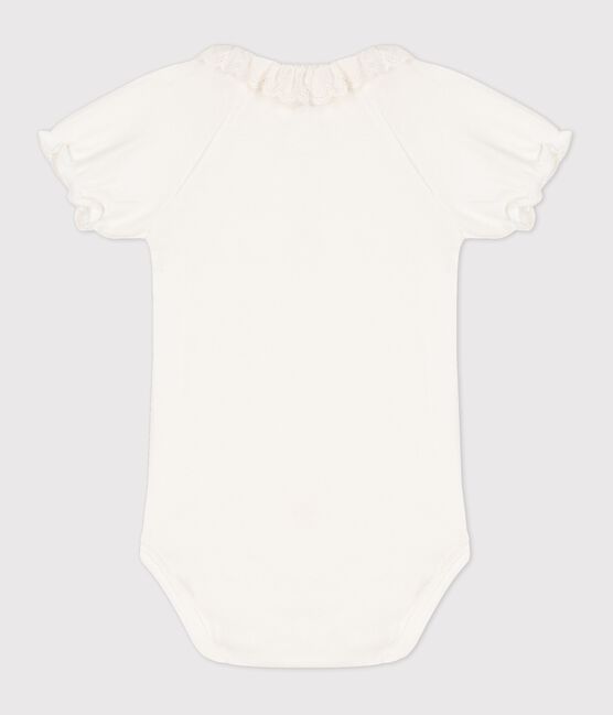 Body à col bébé fille en coton biologique blanc MARSHMALLOW