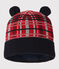 Bonnet bébé garçon doublé polaire rouge TERKUIT/blanc MULTICO
