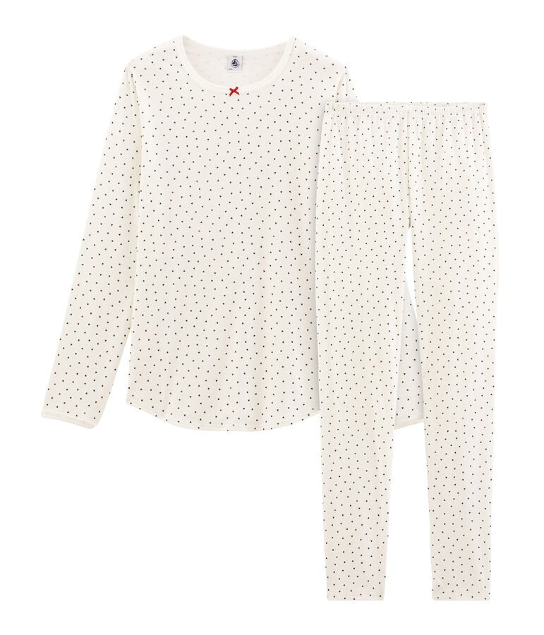 Pyjama fille en c&ocirc;te blanc/multicouleur