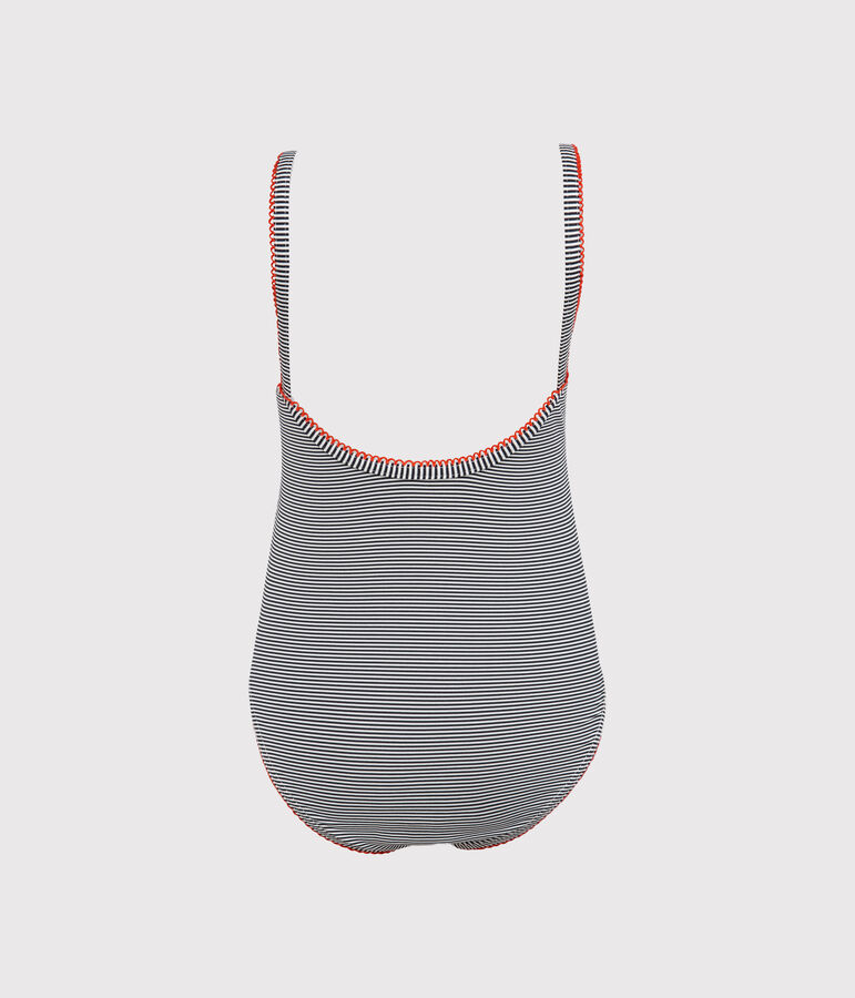 Badpak uit 1 stuk meisjes blauw ABYSSE/wit LAIT