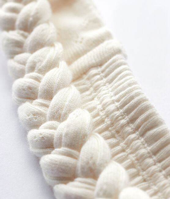 Bandeau cheveux tressé en côte bébé fille blanc MARSHMALLOW