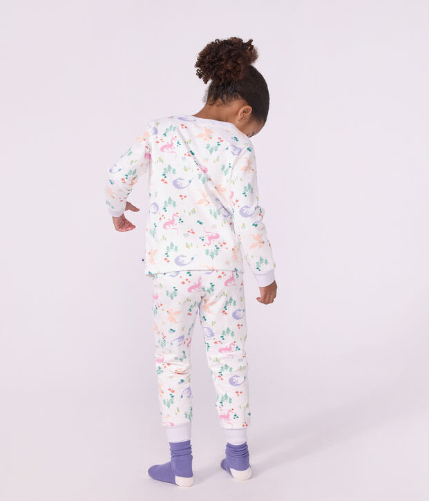 Kinderpyjama van fleece met drakenprint wit/multicouleur