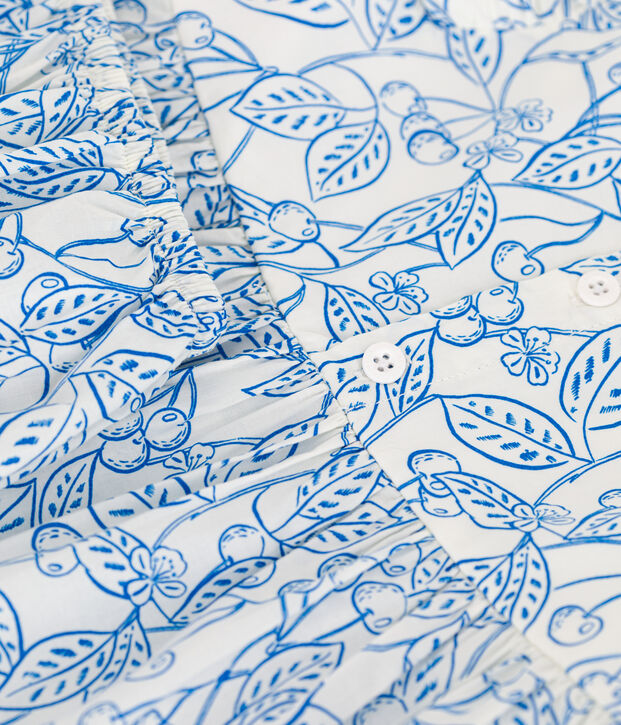 Katoenen babyjurk met bloomer en blauwe kersenprint blauw/blauw