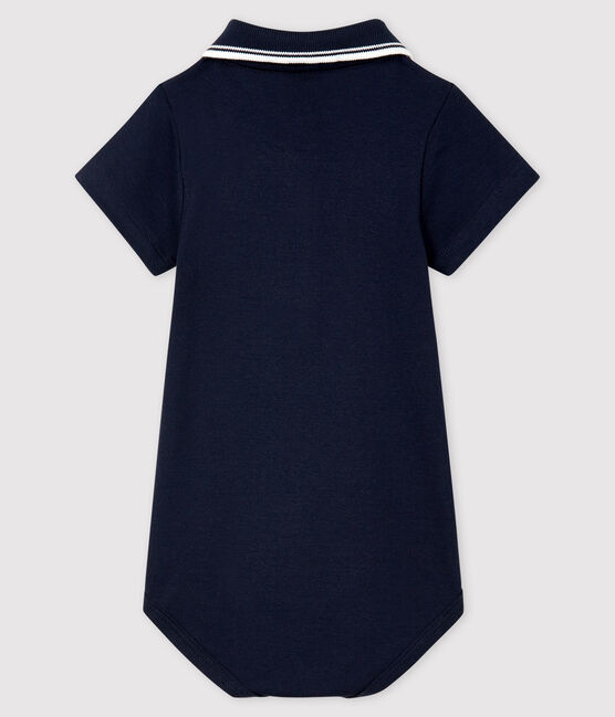 Body manches courtes colo polo en coton bébé bleu SMOKING