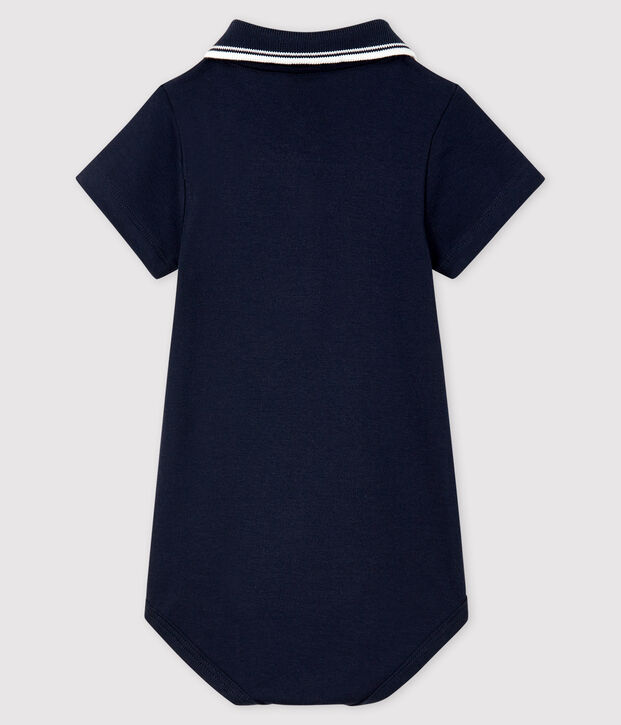 Body manches courtes colo polo en coton b&eacute;b&eacute; bleu marine