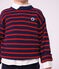 Pull enfant en laine et coton &agrave; rayures bleu/rouge