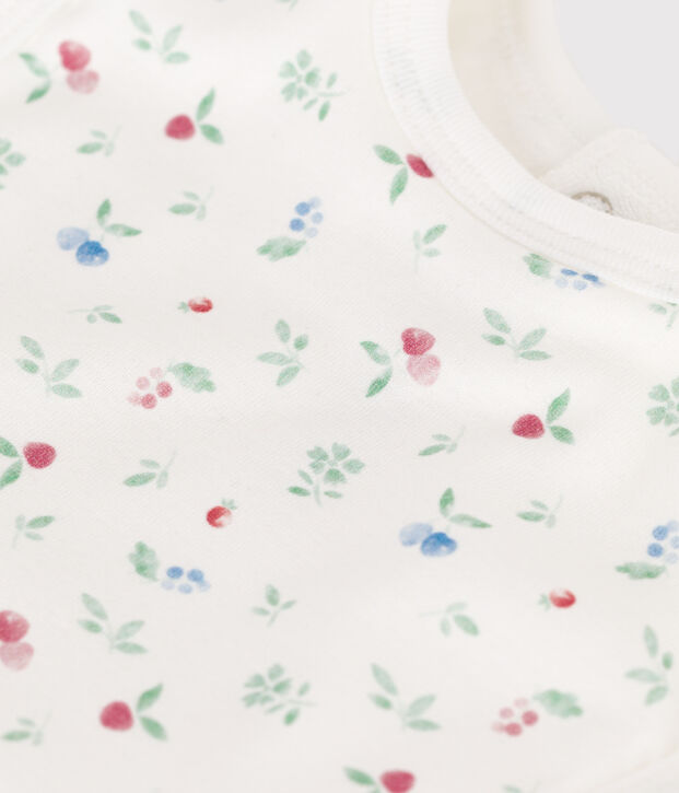 Bavoir naissance en coton imprim&eacute; blanc/multicouleur