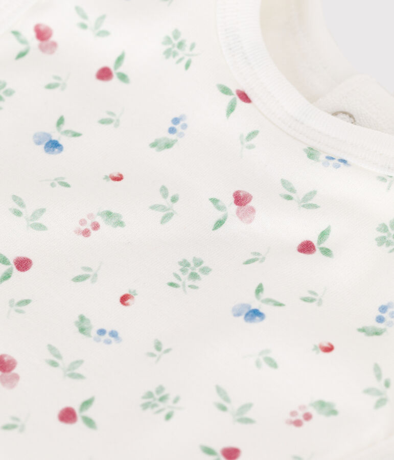 Bavoir naissance en coton imprim&eacute; blanc MARSHMALLOW/blanc MULTICO