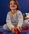 Kinderpyjama van velours met raketjesprint wit MARSHMALLOW/wit MULTICO