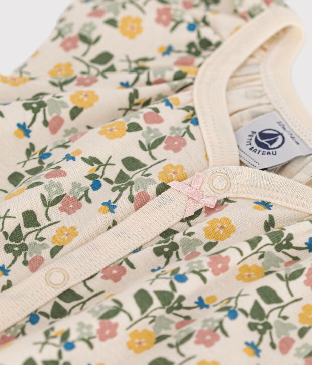 Korte pakje met bloemen van katoen voor baby's ecru/multicouleur