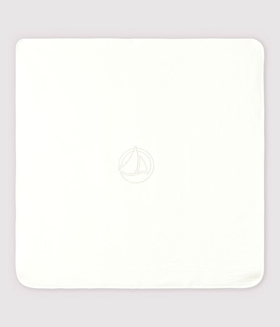 Couverture bébé en tubique matelassé en coton biologique blanc MARSHMALLOW