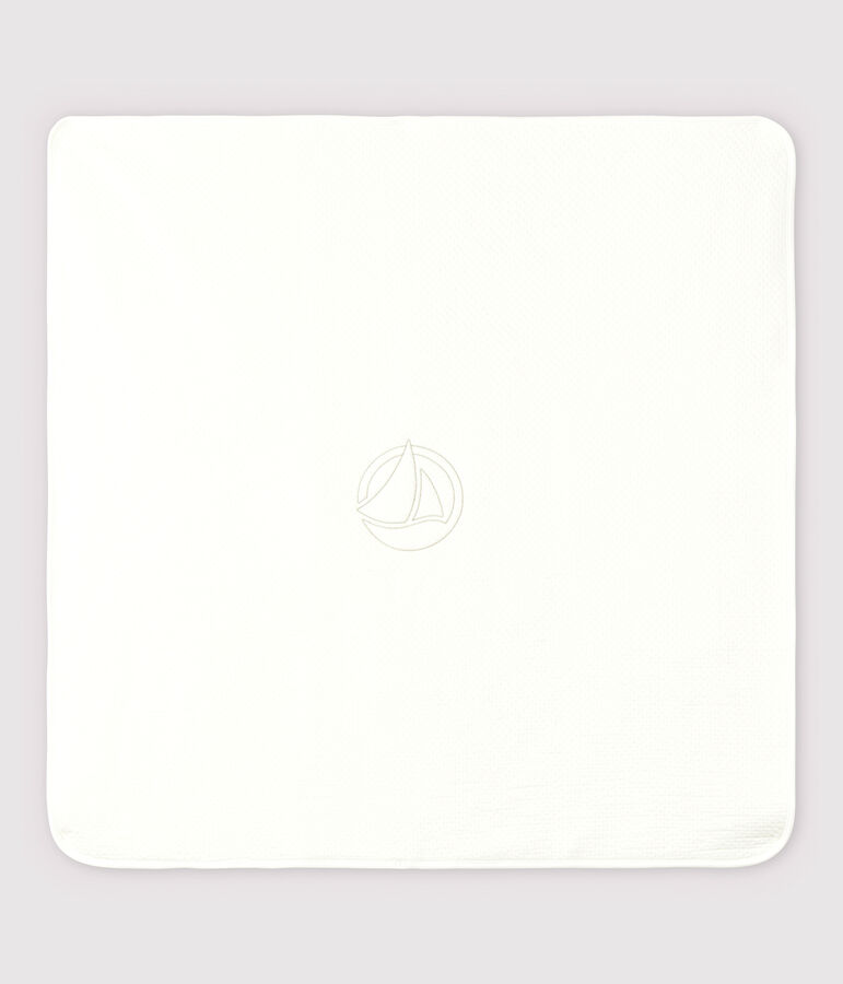 Couverture b&eacute;b&eacute; en tubique en coton biologique blanc MARSHMALLOW