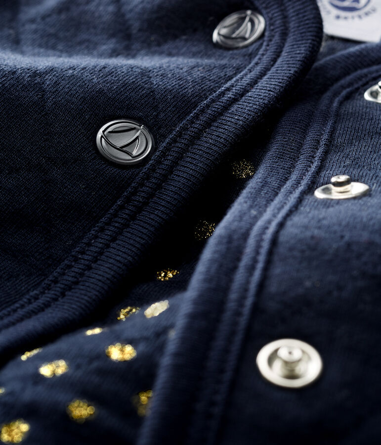 Cardigan b&eacute;b&eacute; fille en tubique matelass&eacute; bleu