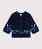 Cardigan babymeisje van tricot wol en katoen blauw SMOKING/wit MULTICO