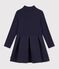 Robe enfant en coton manches longues unie bleu marine