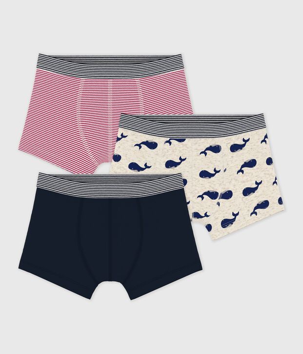 Setje met 3 katoenen boxershorts met walvisprint voor kinderen multicouleur