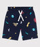 Gerecycleerde zwemshort met print voor jongens blauw MEDIEVAL/wit MULTICO