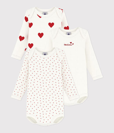 Lot de bodies manches longues c&oelig;ur b&eacute;b&eacute; en coton