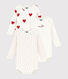 Lot de 3 bodies manches longues coeur bébé en coton