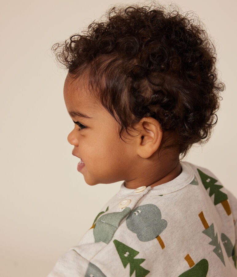 Fleece sweatshirt voor baby's beige MONTELIMAR/wit MULTICO