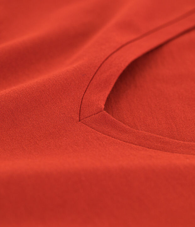 DE STRAIGHT-FIT, T-shirt voor dames met V-hals in katoen rood