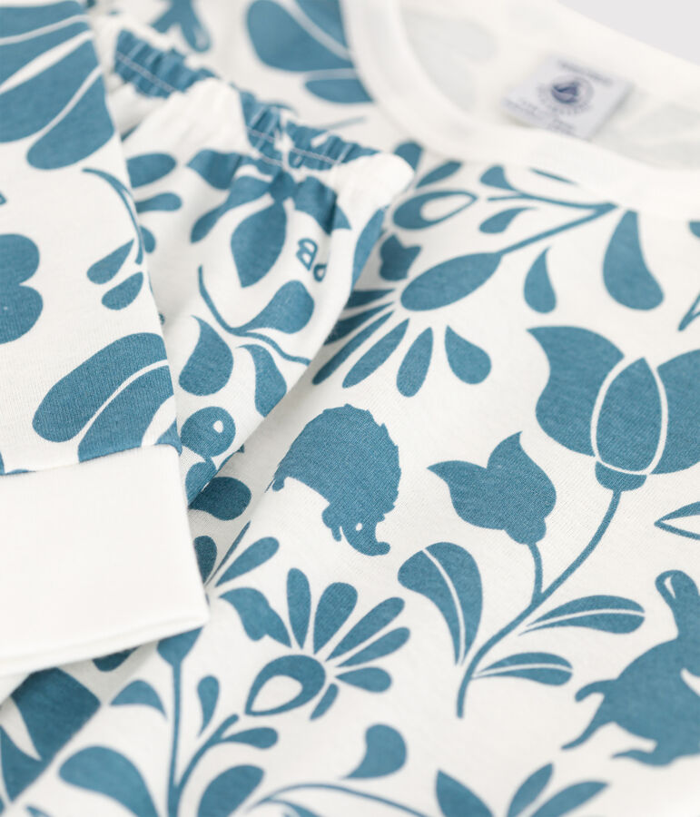 Katoenen pyjama voor kleine meisjes en jongens wit MARSHMALLOW/ ROVER