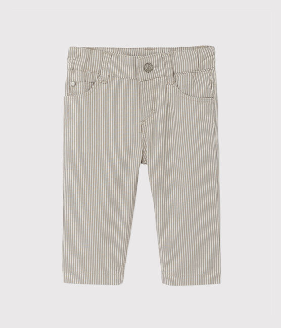 Gestreepte babybroek voor jongens grijs MINERAI/wit LAIT
