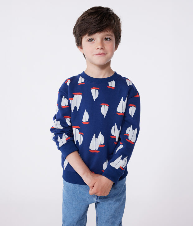 Sweatshirt enfant en coton imprim&eacute; bleu/multicouleur