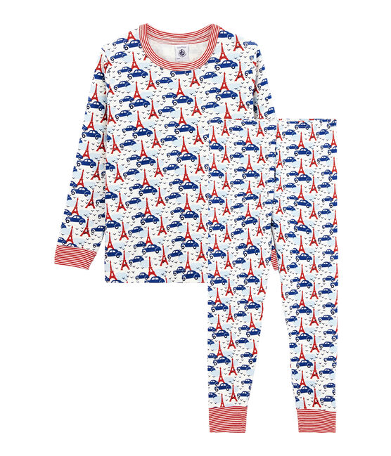 Pyjama petit garçon en côte blanc MARSHMALLOW/blanc MULTICO