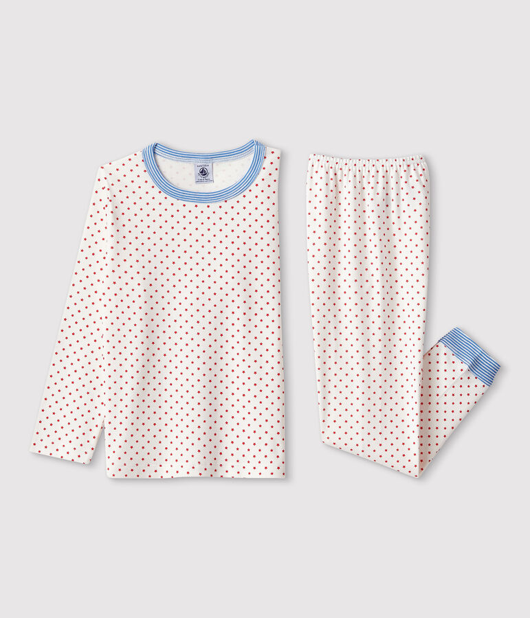 Pyjama &agrave; motifs en coton enfant blanc MARSHMALLOW/rouge PEPS