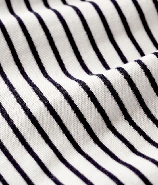 Robe body manches courtes bébé fille en côte blanc MARSHMALLOW/bleu SMOKING