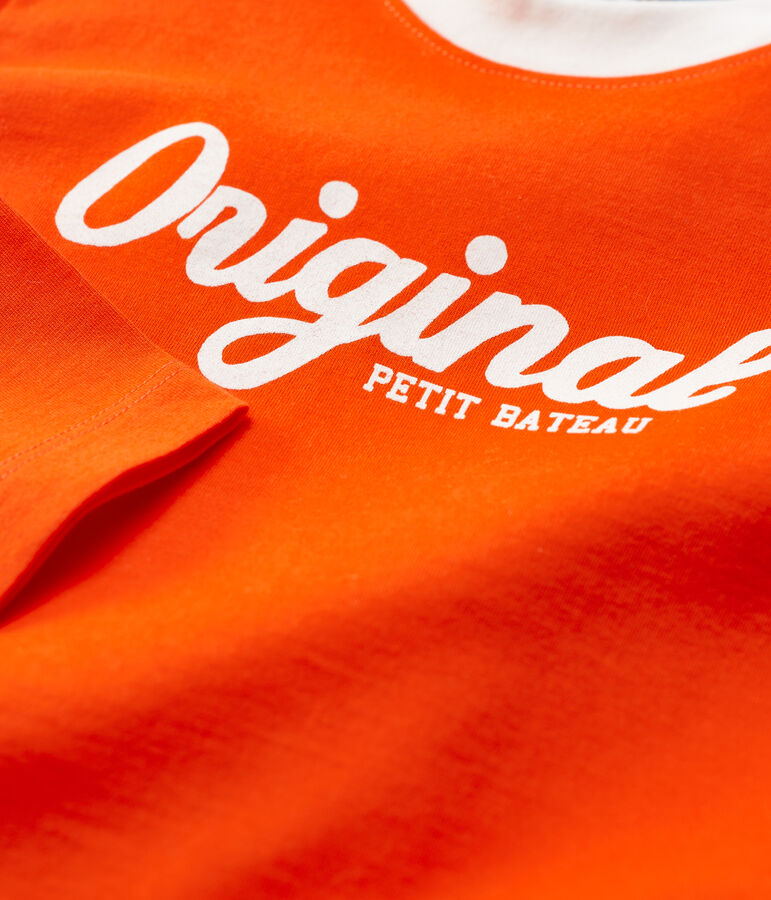 Katoenen jongens t-shirt met lange mouwen oranje