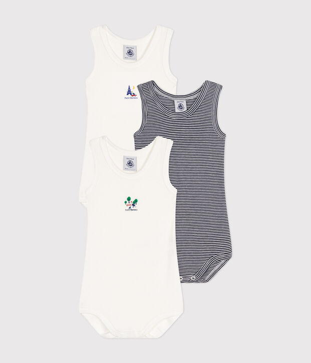 Lot de 3 bodies sans manches en coton b&eacute;b&eacute; multicouleur