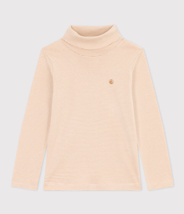 Gestreepte coltrui voor jongens/meisjes in katoen beige/wit