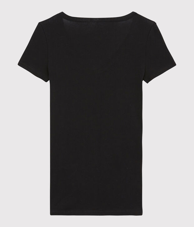 Licht geribd Dames T-shirt zwart