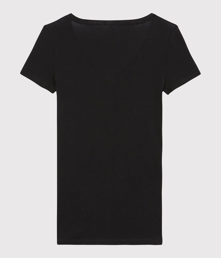 Licht geribd Dames T-shirt zwart NOIR