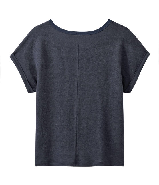 Vlot, linnen dames-T-shirt blauw SMOKING