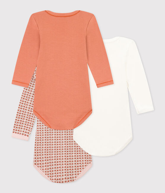 Lot de 3 bodies manches longues fleurs bébé en coton variante 1