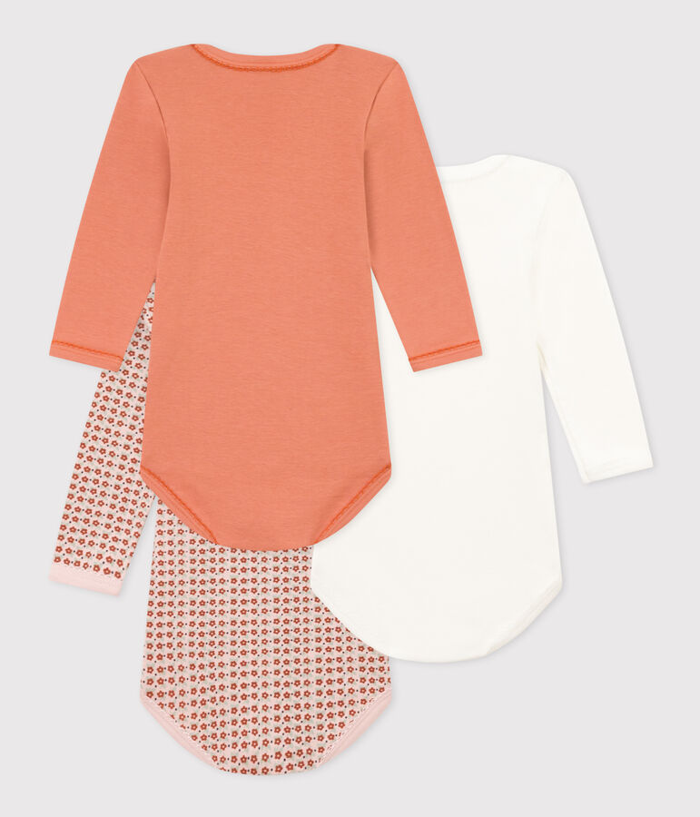 Set van 3 katoenen body's met lange mouwen met bloemenprint multicouleur