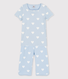 Pyjacourt bleu à cœur petite fille en coton biologique