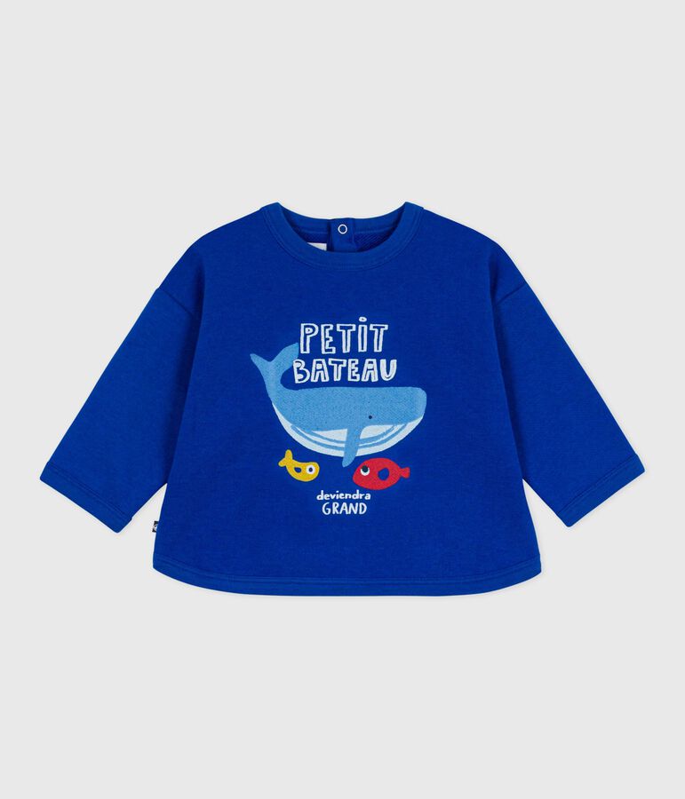 Sweatshirt b&eacute;b&eacute; en coton motif baleine bleu